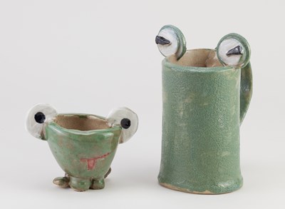 Lot 57 - LILYAH, age 9; 'Froggy', a stoneware mug...