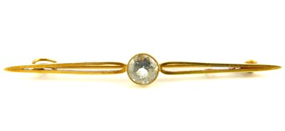 Lot 1052 - A 14ct gold split bar brooch with bezel set...