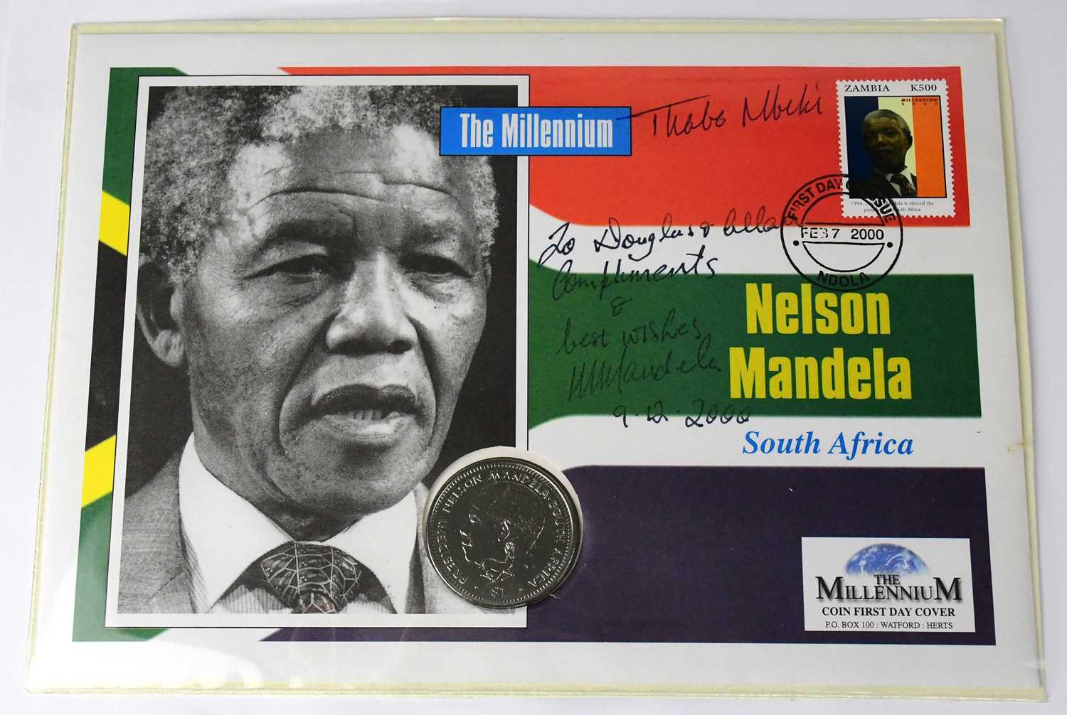 Lot 743 - NELSON MANDELA; a first day cover with...