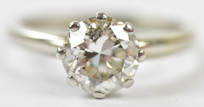 Lot 36 - An 18ct white gold diamond solitaire ring, the...