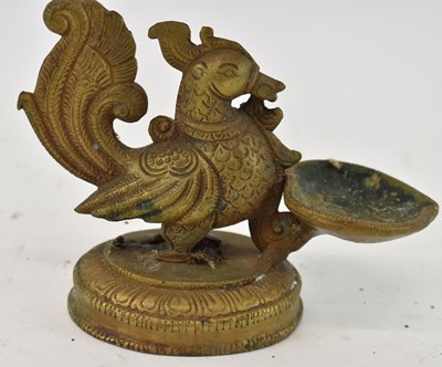 Lot 221 - An Indian bronze peacock oil lamp, height 10cm.