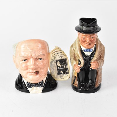 Lot 397 - ROYAL DOULTON; two Winston Churchill character...