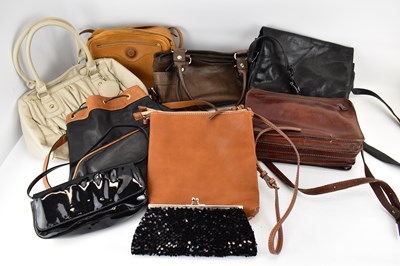 Lot 360 - Nine ladies' handbags of various colours, some...