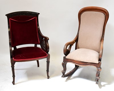 Lot 95 - A 19th century mahogany Empire-style armchair...