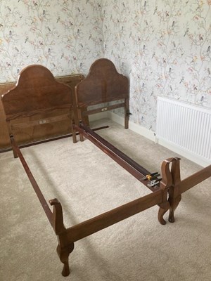 Lot 55 - A pair of Edwardian walnut single beds (2).