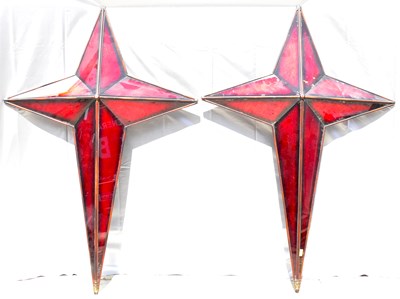 Lot 199 - A pair of large modern wall-hanging red stars...