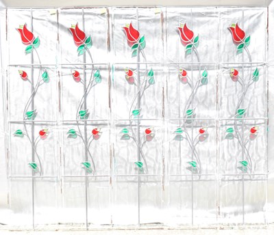 Lot 467 - Five identical single leaded glass panes, each...