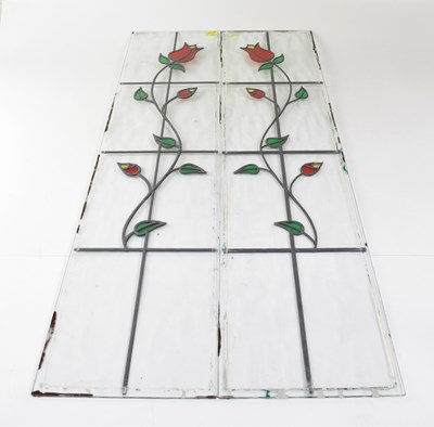 Lot 467 - Five identical single leaded glass panes, each...