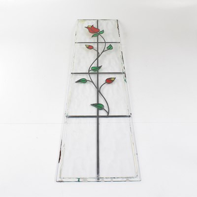 Lot 467 - Five identical single leaded glass panes, each...