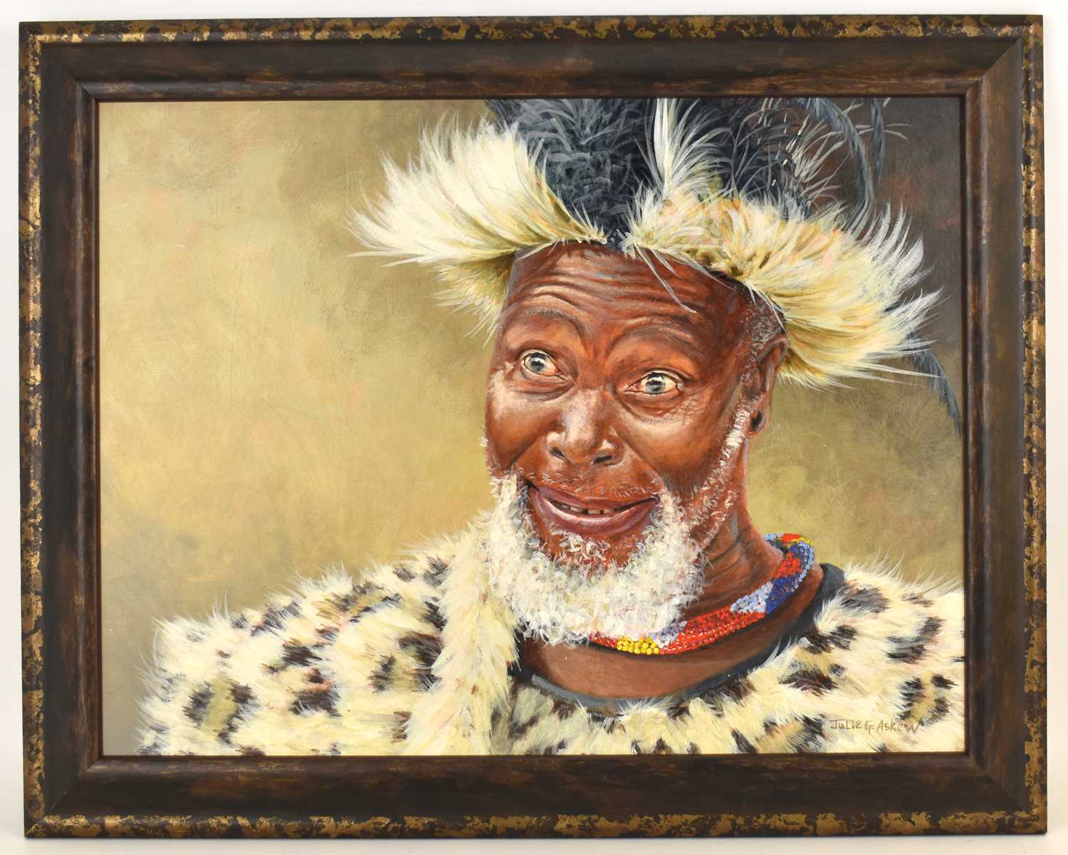 Lot 664 - JULIE G. ASKEW; acrylic on board, African...