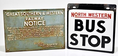 Lot 1015 - A vintage enamel sign, North Western bus stop,...