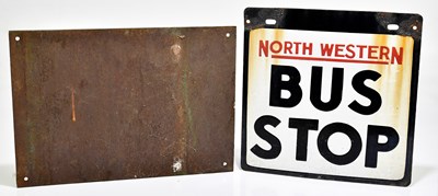 Lot 1015 - A vintage enamel sign, North Western bus stop,...