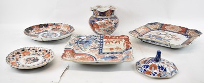 Lot 551 - Two Japanese Imari platters, 32 x 32cm, and 35...