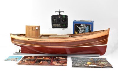 Lot 370 - A large wooden part-built model of a fishing...