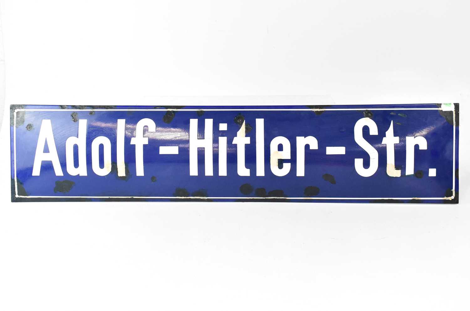 Lot 515 - A blue enamelled street sign 'Adolf-Hitler-Str....