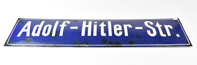 Lot 515 - A blue enamelled street sign 'Adolf-Hitler-Str....