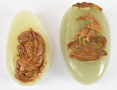 Lot 550 - Two Chinese jade boulder carvings, each approx...