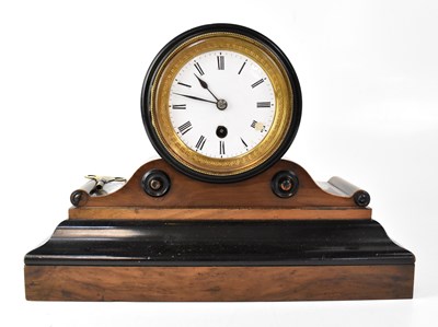 Lot 149 - A mahogany and ebonised mantel clock, the...