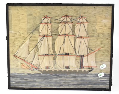 Lot 327 - A 19th century woolwork picture of a clipper...