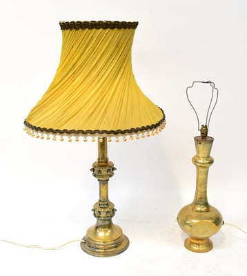 Lot 141 - A substantial brass table lamp with octagonal...