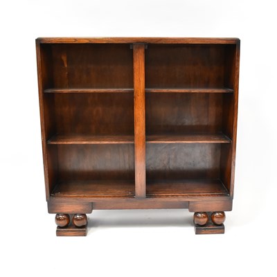 Lot 47 - A 1940s oak open three-shelf bookcase, 96 x 91...