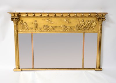 Lot 107 - An ornate gilt framed wall mirror, the upper...