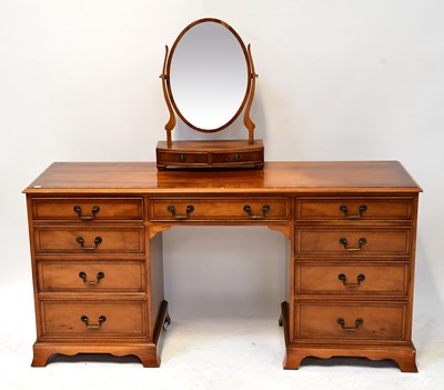 Lot 13 - A reproduction yew wood crossbanded and line...