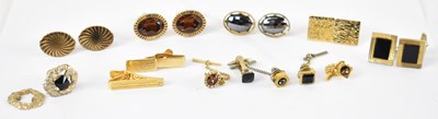 Lot 814 - Six pairs of gold plated cufflinks, also...