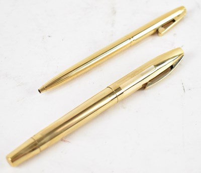 Lot 238 - SHEAFFER; a gold plated fountain pen and...