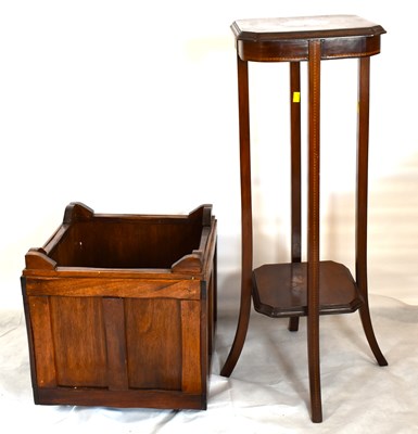 Lot 62 - An Edwardian mahogany inlaid plant stand,...