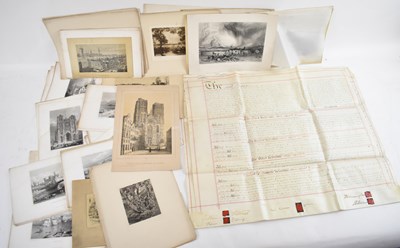 Lot 151 - A quantity of unframed prints, a conveyance...