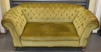 Lot 5 - A Victorian green buttoned upholstered double...