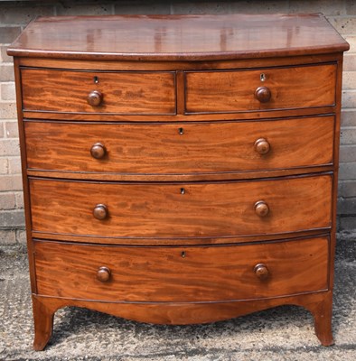 Lot 27 - A 19th century mahogany bowfronted chest of...