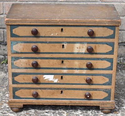 Lot 231 - A Victorian painted pine five drawer miniature...