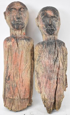 Lot 520 - TRIBAL/FOLK ART; two primitive wooden carvings,...