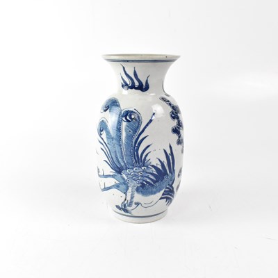 Lot 485 - A 19th century Chinese blue and white baluster-...