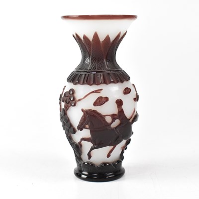 Lot 489 - A Chinese Peking carved cameo glass vase in...