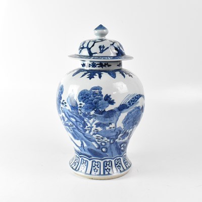 Lot 490 - A Chinese blue and white covered vase of...