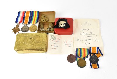 Lot 542 - A group of WWI medals comprising Victory Medal,...