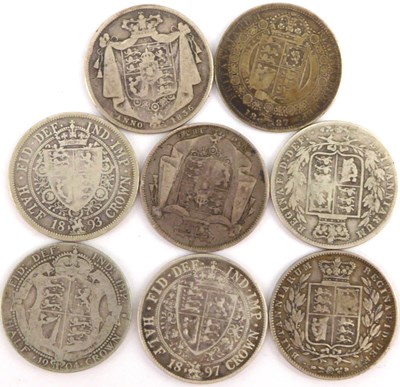 Lot 924 - Eight silver half crowns, comprising two...