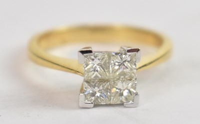 Lot 730 - An 18ct yellow and white gold invisible set...