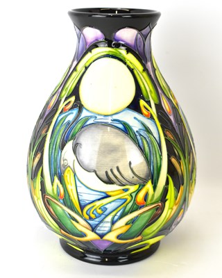 Lot 414 - MOORCROFT; a 'Shearwater' pattern vase of...