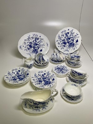 Lot 177 - COALPORT; a quantity of 'Cairo Blue' porcelain...