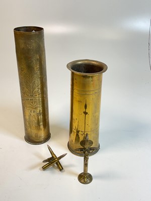 Lot 44 - Trench Art comprising of two artillery shells...