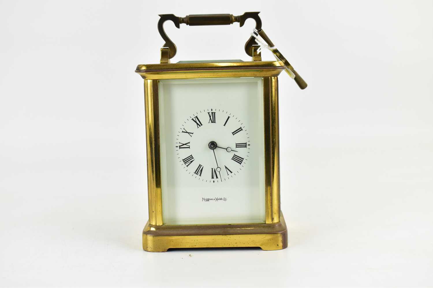 Lot 153 - MAPPIN & WEBB; a brass cased carriage clock,...