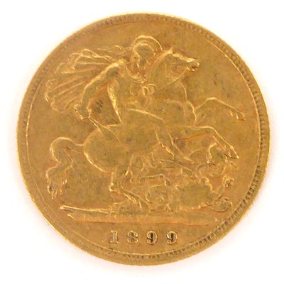 Lot 890 - A Victorian half sovereign 1899, old head,...