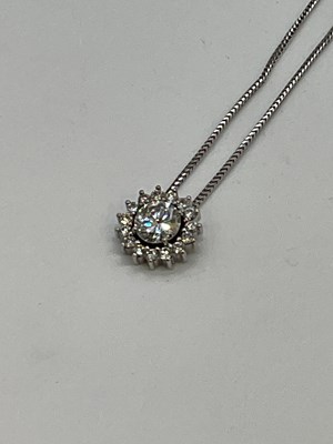 Lot 368 - A fine 18ct white gold diamond pendant, the...