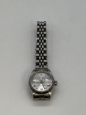 Lot 478 - ROLEX; a lady's stainless steel Oyster...