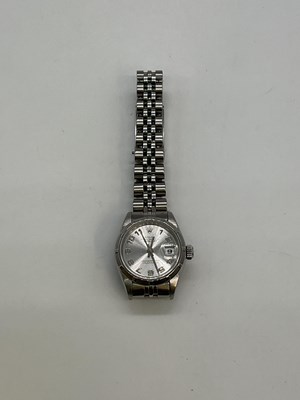 Lot 478 - ROLEX; a lady's stainless steel Oyster...