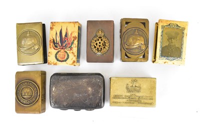 Lot 519 - Seven WWI period metal matchbox covers,...